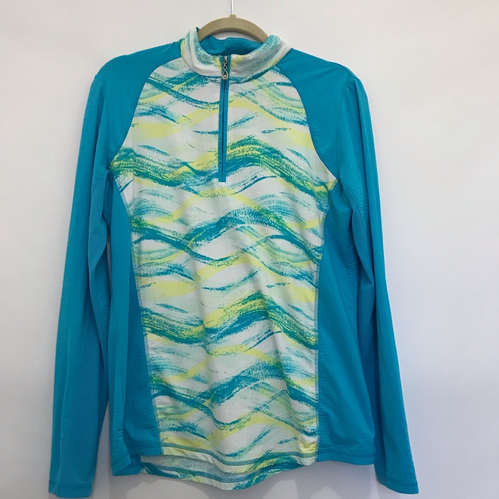 San Soleil Quarter Zip Pull Over Sweatshirt Vibrant Golf Preppy Size L